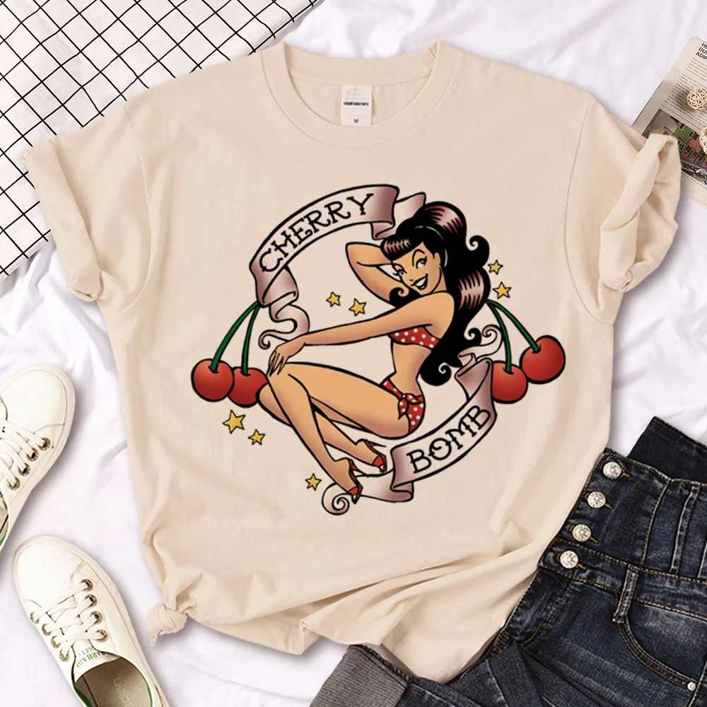 Rockabilly t-shirts women summer t shirt girl 2000s manga harajuku clothing