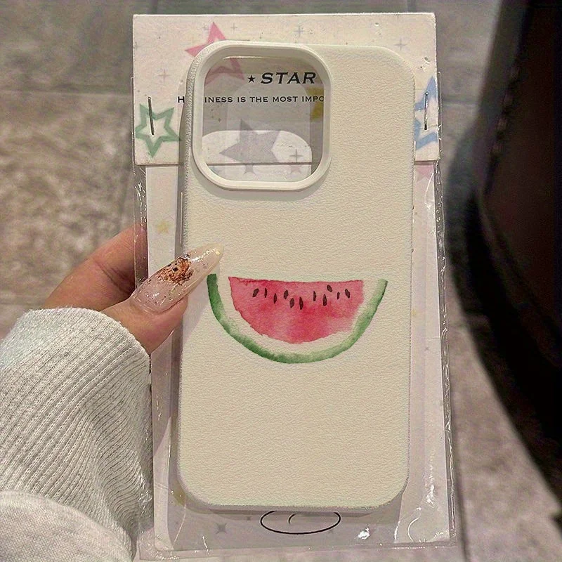 حافظة هاتف محمول بنمط البطيخ من مادة البولي يوريثان الحراري لهاتف آيفون 16 15 14 13 12Pro Max حافظة واقية مضادة للسقوط للأعمال