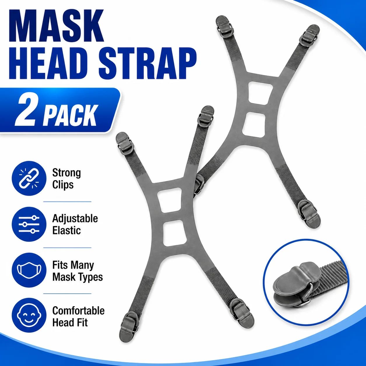 

2PCS Replacement Head Strap Set for 6800 Series, Adjustable Harness Assembly with Rear Support and Attachment Clips, Durable Wearing Accessory for Easy Installation, Adjustment, Maintenance and Replacement Needs