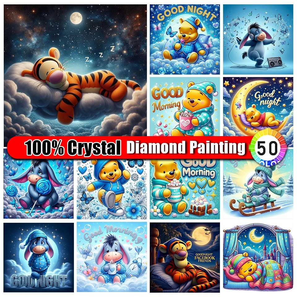 

Picture Size 100% Crystal Disney Diamond Painting Winnie The Pooh Cartoon Diamond Mosaic Embroidery 5D DIY Set Home Decor Gifts