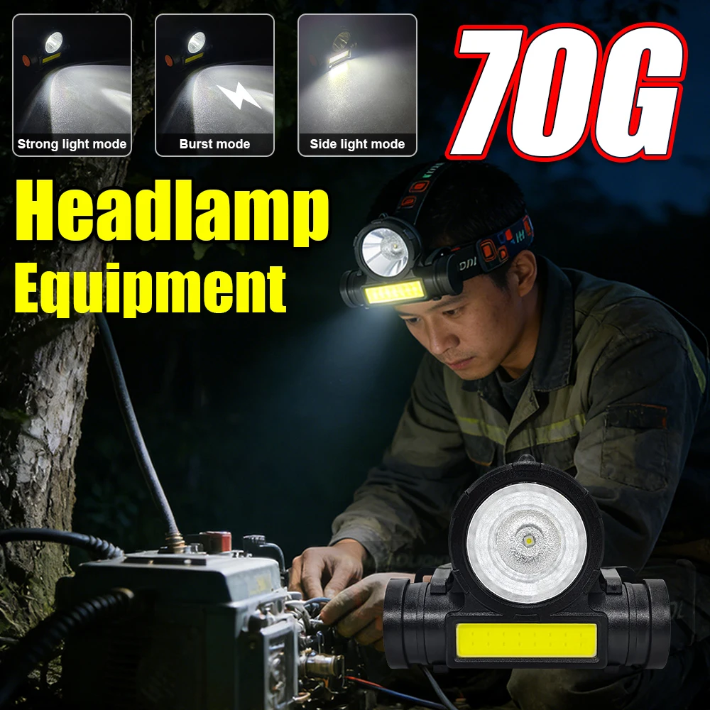 Rechargeable COB LED USB Headlamp Strong Magnetic Powerful Headlight Super Bright Waterproof Head Torch Outdoor Fishing Lights
