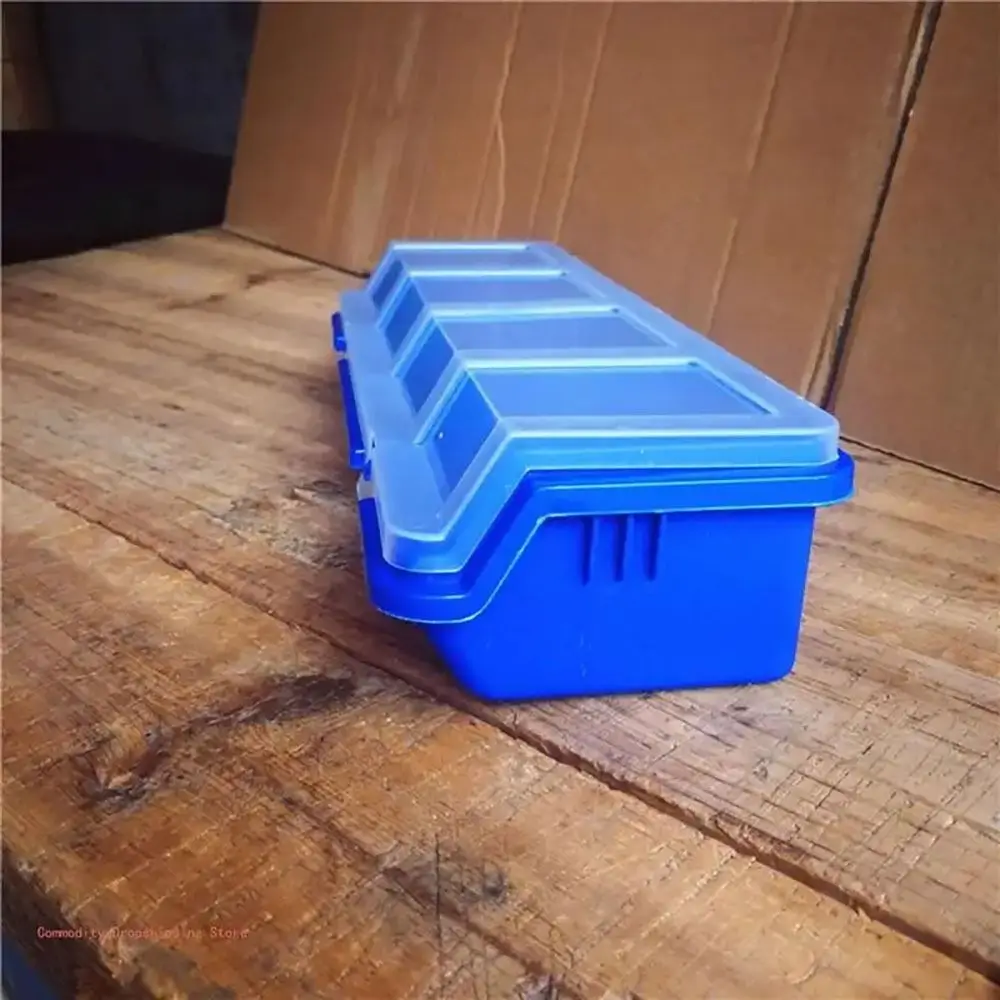 1Pcs New 4 Compartments Parts Storage Box with Lid Display Screw Organizer Box Blue Red Plastic Tool Part Container Bin