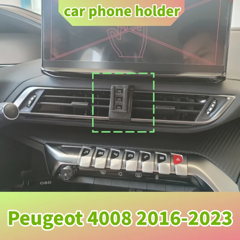Premium Car Phone Holder & Base for Peugeot 4008 2016‑2023, Non‑Destructive Installation, No Blockage to Air‑Vent Airflow