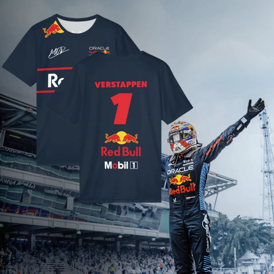 

F1 Racing Car Max Verstappen No.1 Printed Men's Quick Drying Motorcycle T-shirt Sporty Comfortable Breathable Short Sleeved
