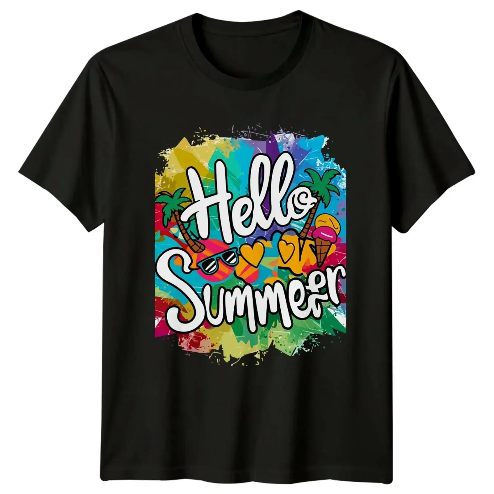 Hallo Sommer T Shirt Strand Lifestyle Geschenk für Sie und Ihn vintage Washed Stylish Breathable graphic homme Comfortable