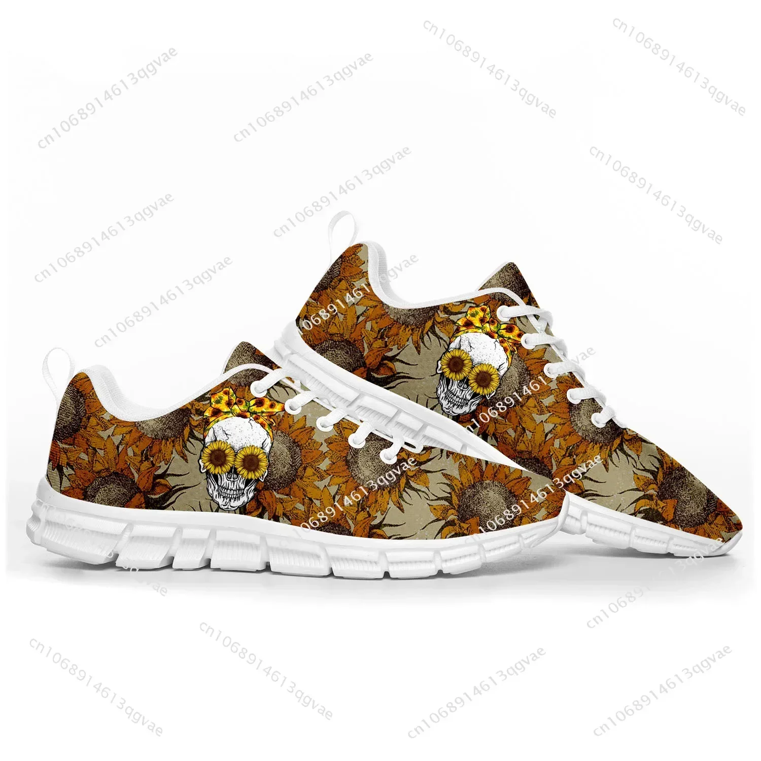 Sunflower Skull Sports Shoes Mens Womens   Customized Sneakers Tailor Made Shoe High Quality Couple White