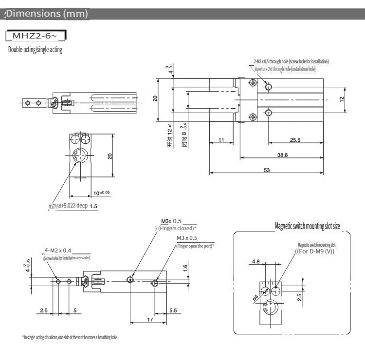 Pneumatischer Greiferfinger-Luftzylinder Parallel Öffnend und Schließend MHZ2/MHZL2 Doppeltwirkend – Detail 8