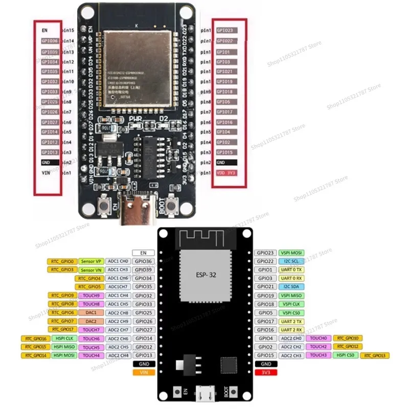 For ESP-32 Development Board CH340 CP2102 Development Edition WIFI + Bluetooth Module ESP32-S Burning Clip