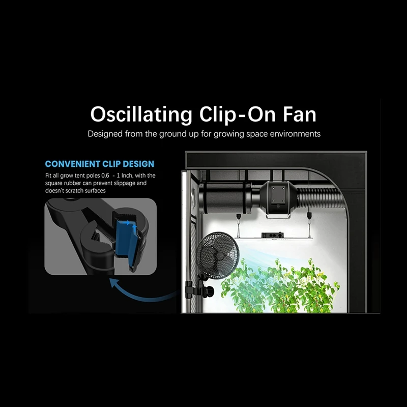 

【BUY NOW】Grow Tent Clip Fan 6In with Long-Life EC Motor 2 Dynamic Wind Speed for Hydroponics Circulation Cooling EU Plug