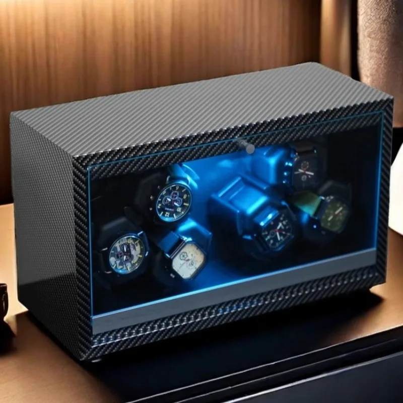 Carbon Fiber 3 Slot Watch Winder Automatic Movement Wristwatch Winding Device Large Watches Winding Machine Men's Watch Winders