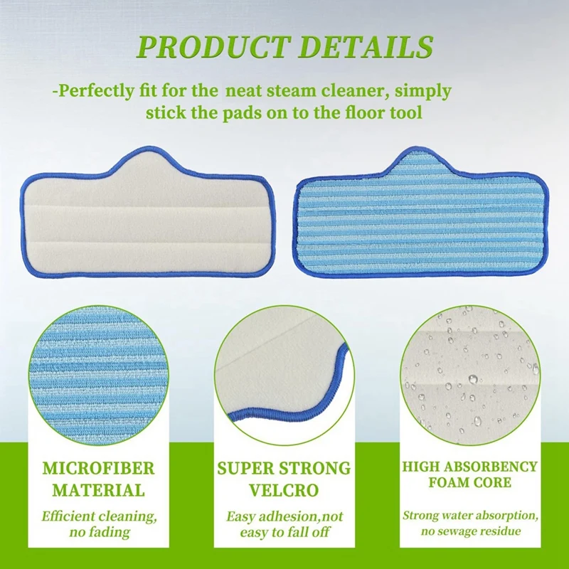 ABBK-Reusable Microfiber Steam Mop Pad Fit For Dupray Neat Steam Cleaner Steam Mop Cleaning Pads