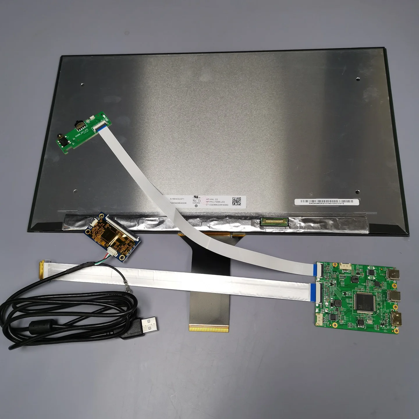 Zestaw modułu monitora z ekranem dotykowym 15,6 cala - kabel USB-C + Mini HDMI All-in-One, IPS FHD 1080P, 10-punktowy pojemnościowy dotyk, wbudowany