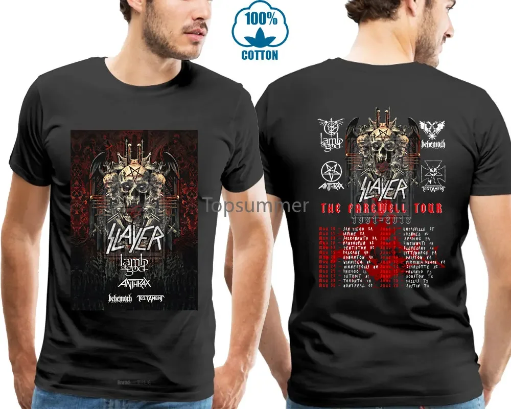 New Slayer Farewell Tour 2018 Men'S Black T Shirt S 4Xl