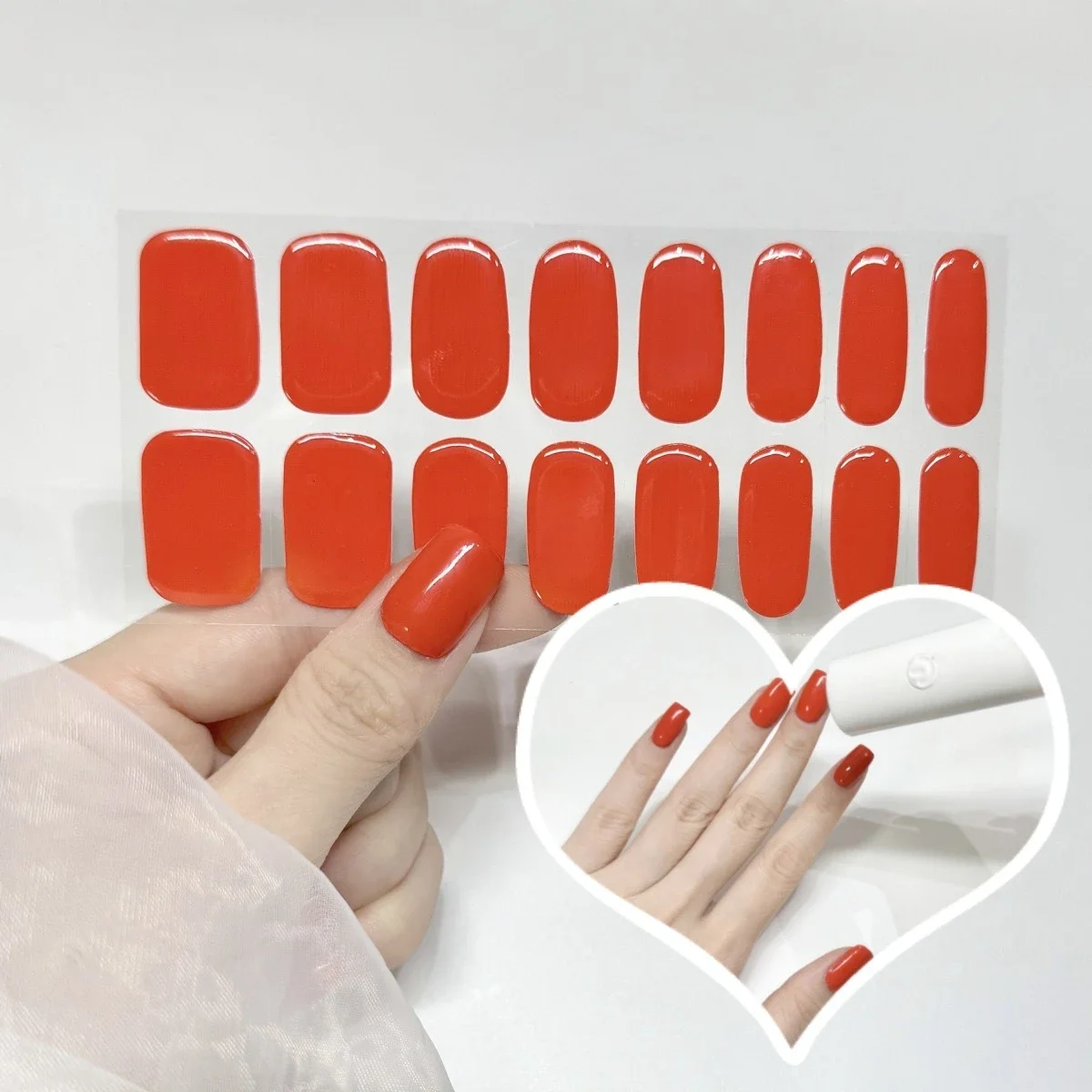 16 Tips Kleurverloop Semi-uitgeharde gelnagelstickers Langdurige crème nagelstrips Patch Slider UV-lamp Nagelwraps