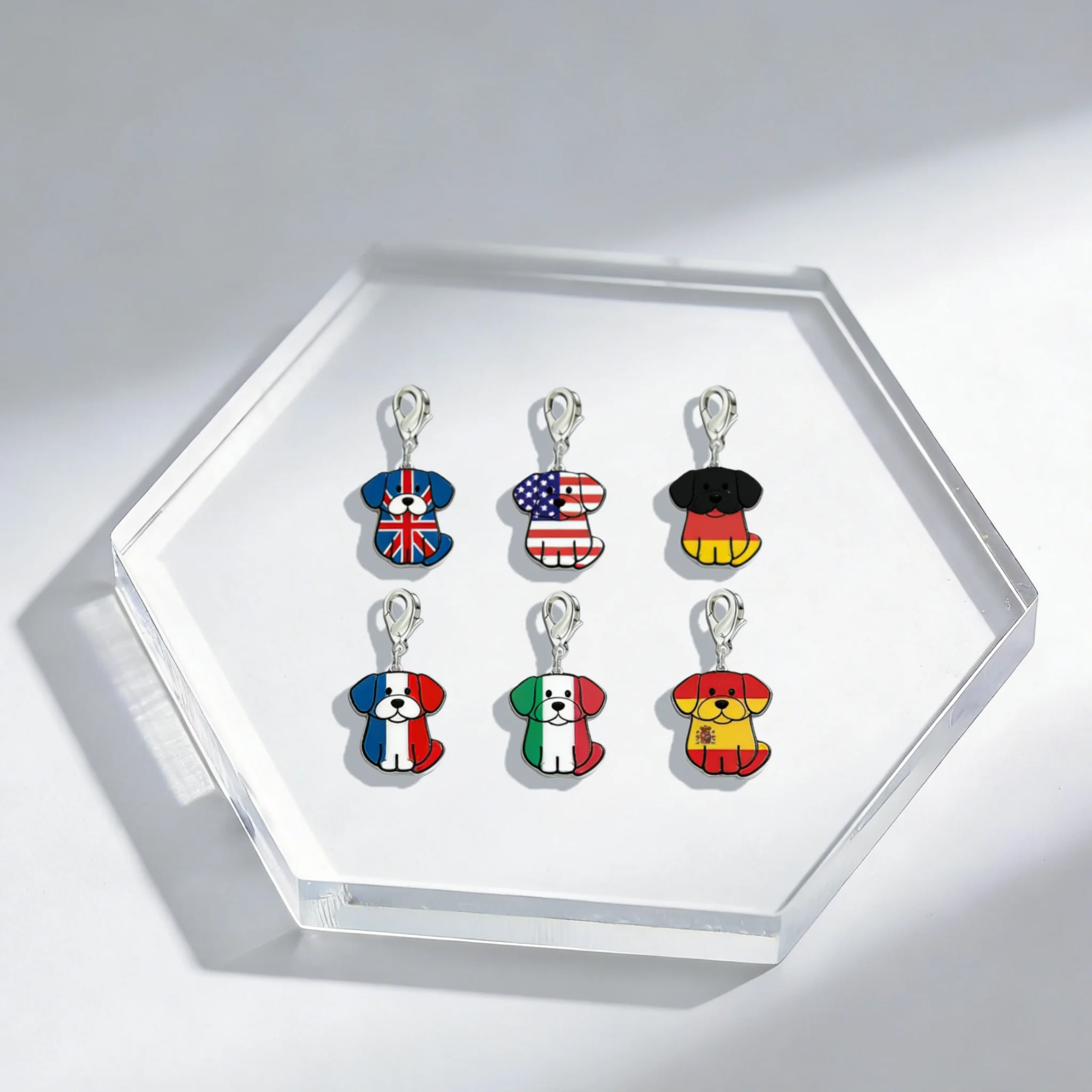 Jeshayuan لطيف الكلب على شكل العلم الوطني سحر للنساء مخصص أي علم الدولة قلادة لسوار حقيبة سلسلة DIY مجوهرات