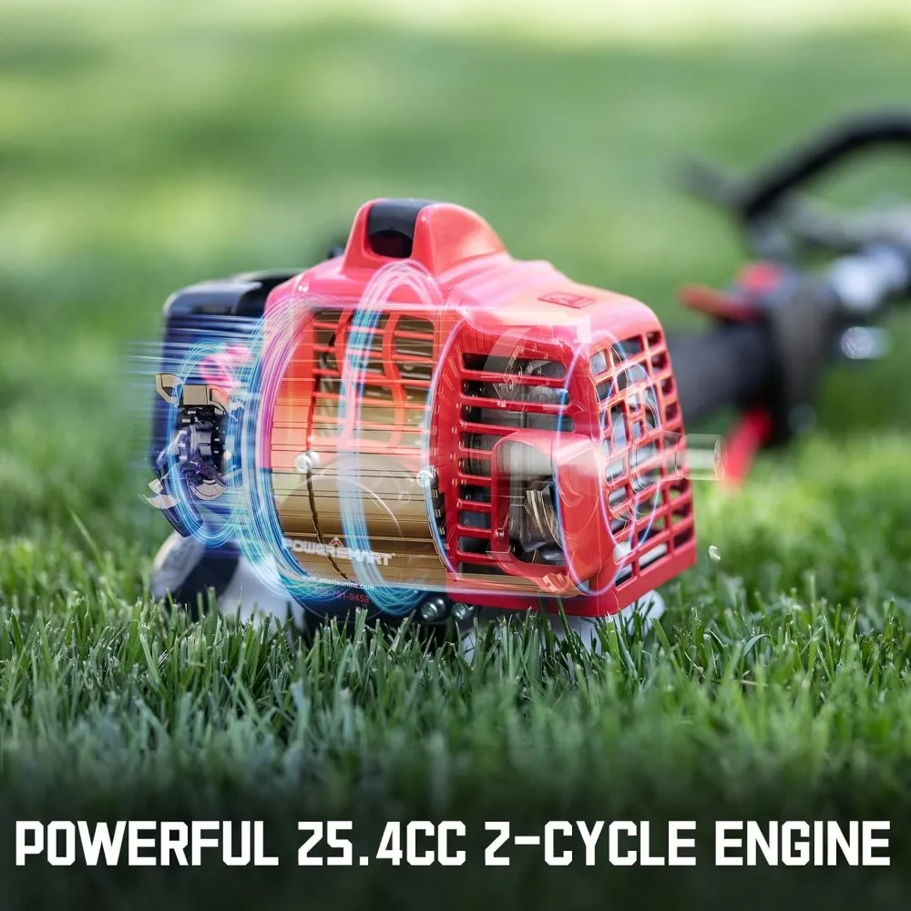 Wacker de ervas daninhas a gás de 25,4 cc, aparador de cordas/borda 3 em 1 de 16 polegadas com cortador de escova de 10 polegadas para corte de grama