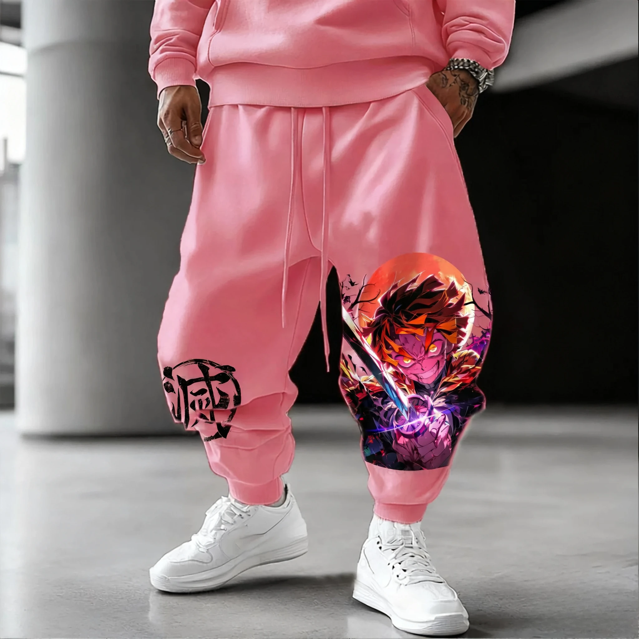 

Убийца демонов, совместные мужские спортивные брюки на Хэллоуин, осень/зима 2021, новые свободные повседневные колготки с принтом аниме «Агацума Зенницу»