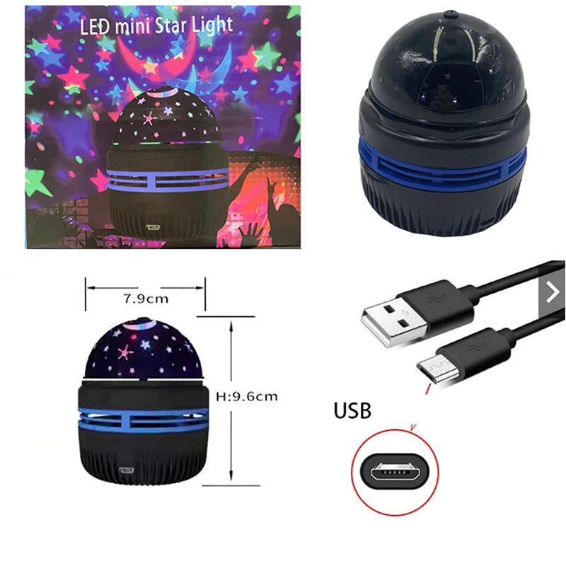 Lampada per proiettore con cielo stellato colorato sfera magica rotante luce notturna a Led per lampada decorativa per camera da letto RGB Moon Galaxy Projection Light