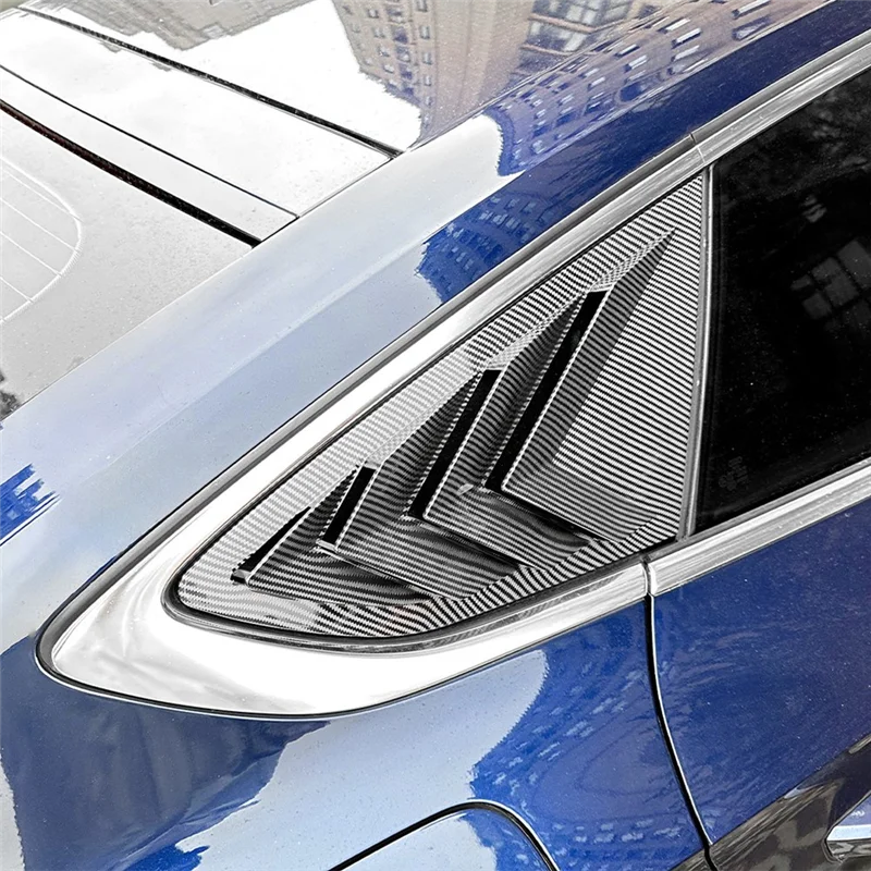 A95E-Car Rear Triangular Window Louvers Shutters Blinds Cover Trim For  A5 S5 F5 Sportback 4 Door 2017-2024 Carbon Fiber Pat