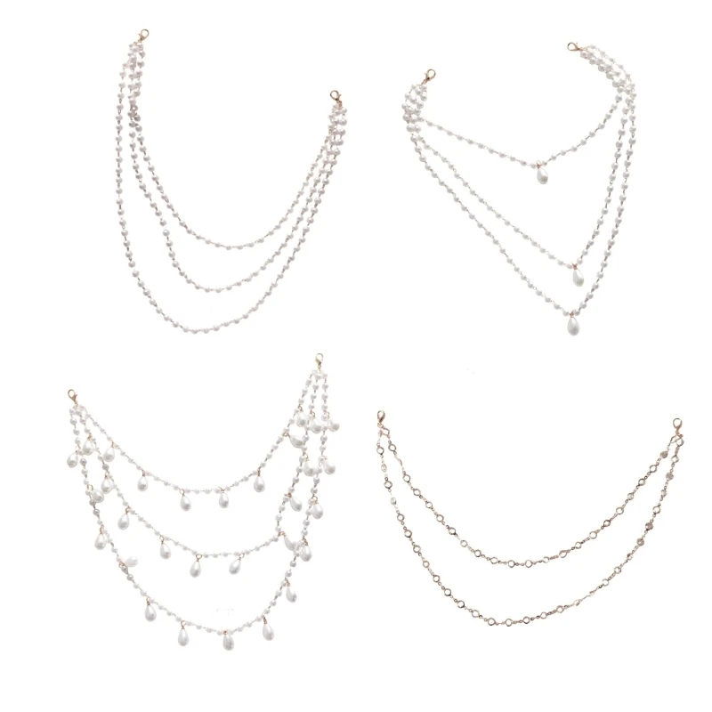 Delicate Imitation Pearls Layer Neck Chain Day To Night E0BF