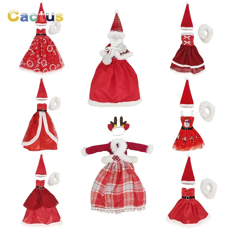 Fashion Christmas Dress Coat Hats Top Pants for 11 inch 30cm Doll Accessories Doll Clothes