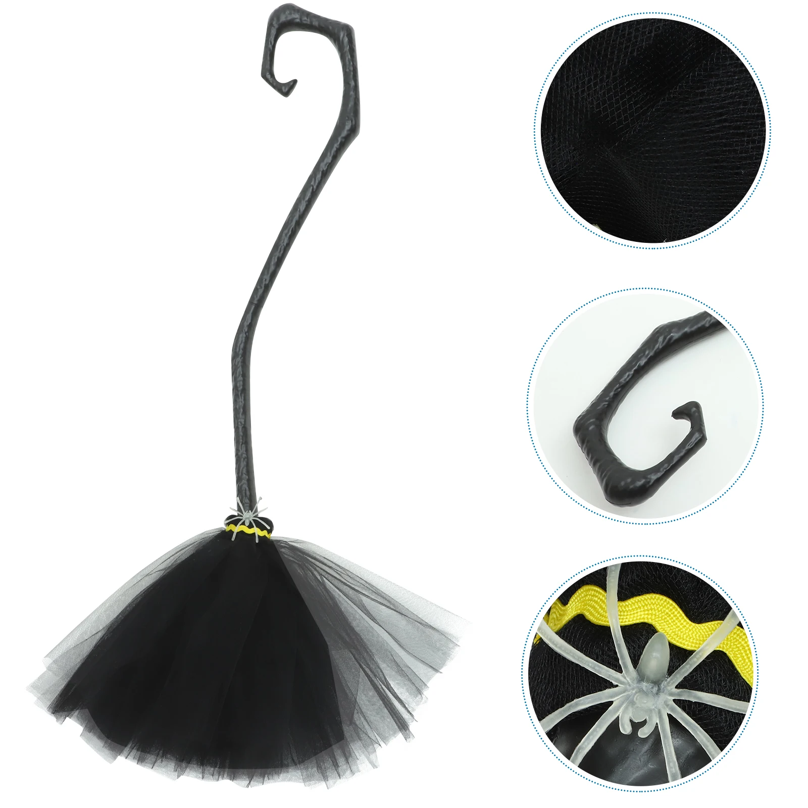 

Witch Broomstick for Halloween Decor Black Plastic Broom Cosplay Prop Theme Party Masquerade Costume Stage Festivities