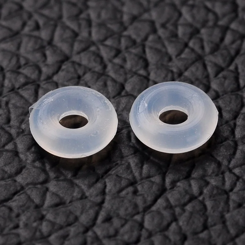 25pc Rubber O Rings Donut Spacer Beads Fit European Clip Stopper Beads Clear 6x2mm Hole: 3mm