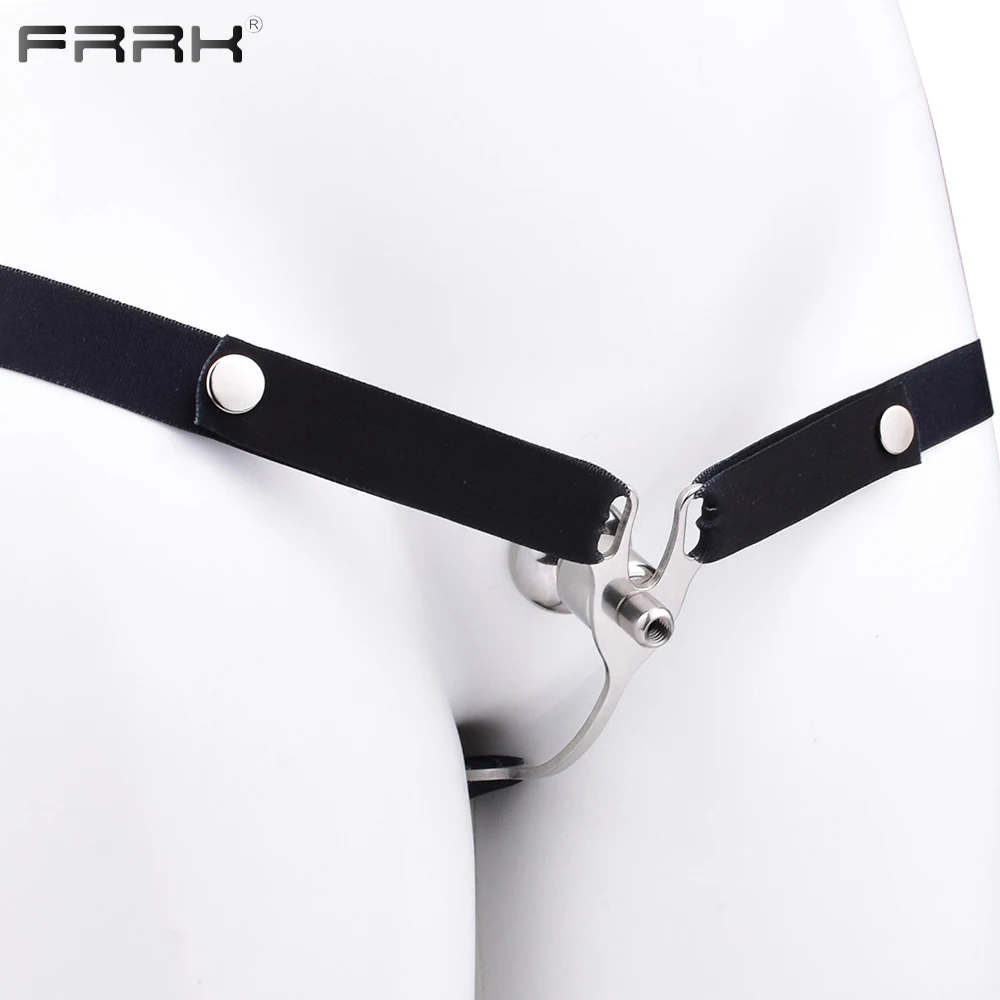 FRRK Superb Penetration Metal Clip with Urethral Inverted Extreme Male to Female Transition for Male Deep Throat Chastity Belt