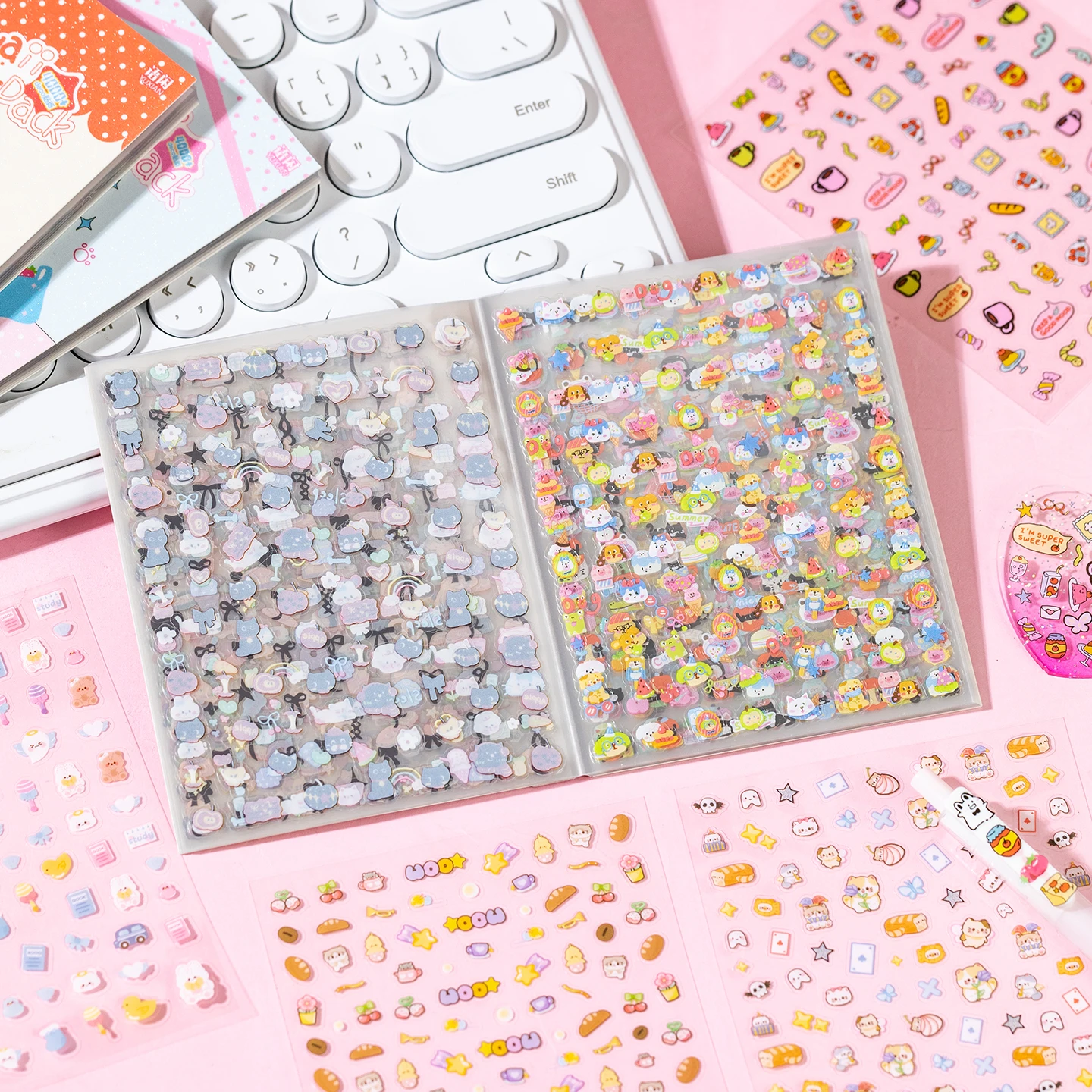 32 Pcs Kawaii Cartoon food shapes Sticker Book Cute Decorative Romantic Handbook Scrapbook Stickers Korean Stationery Supplies