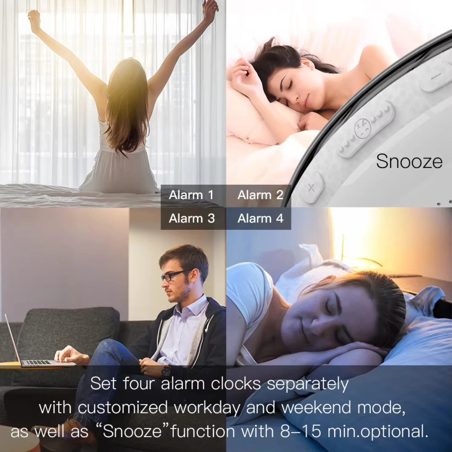 ساعة منبه ذكية لضوء الاستيقاظ من WiFi مع 7 ألوان لتطبيق Sunrise/Sunset Smart Life مع Alexa