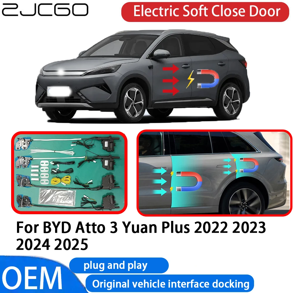 ZJCGO for BYD Atto 3 Yuan Plus 2022~2025 Car Automatic Electric Soft Close Door Closer System OEM Plug and Play Comfort Closing