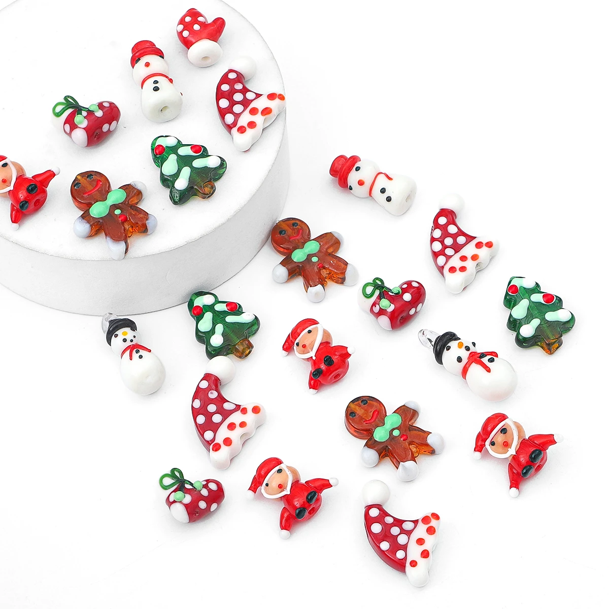 

1PC Hand Drawn Christmas Cartoon Glass Beads Unique Handmade DIY Jewelry Making Accessories for Bracelets Earrings