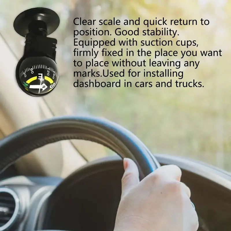 Ball Compass Car Automotive Navigation Compass Adjustable Dashboard Mounted Automotive Interior Accessories For Hiking Boat