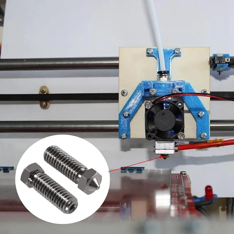15 buah V6 nozel gunung berapi 3D nosel baja tahan karat nozel benang M6 0.4Mm V6 nozel kuningan nozel baja keras