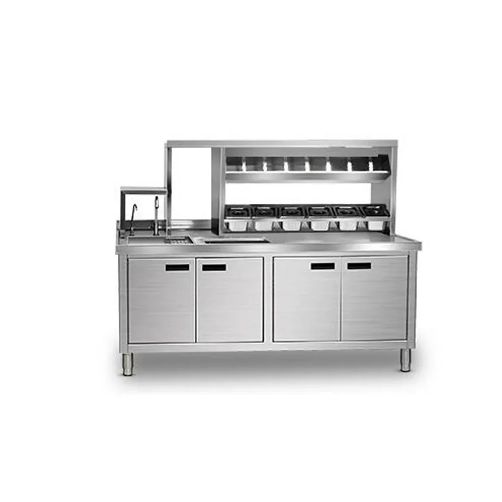 

Indoor High Quality Made Tea Preparing Refrigerate Working Bar Stainless Steel Milk Tea Shop Counter