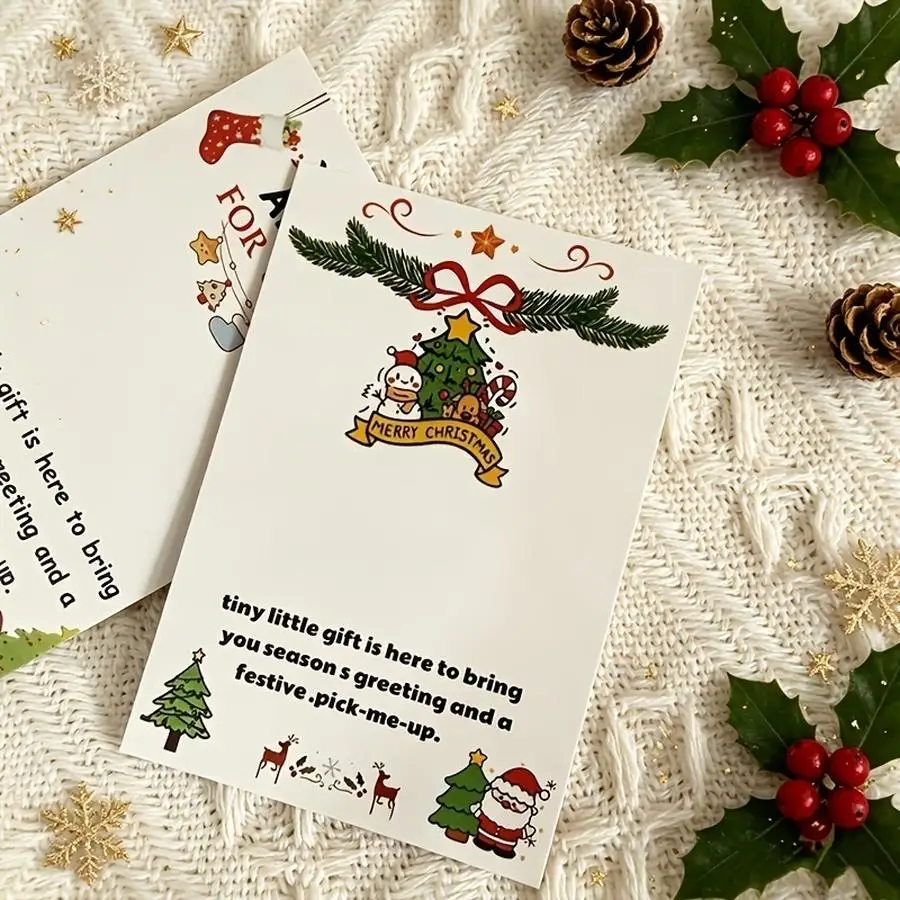1/5/10/20/50/100pcs Mini Christmas Greeting Cards, Double-Sided Design, Perfect as Gifts for Friends, Emotional Support Cards, C