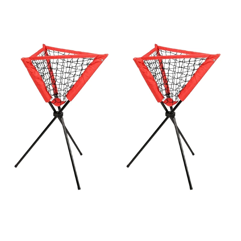Portable Foldable Mobile Net Baseball Softball Ball Collector & Caddy Triangle Outdoor Batting Practice Storage Rack for Players