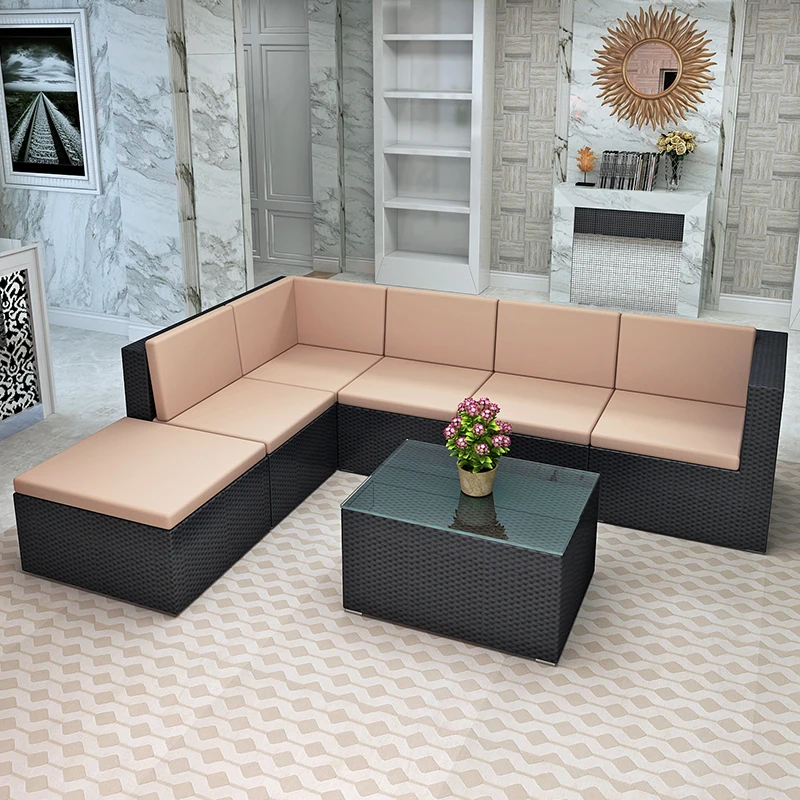 Corner Sofa Sectional Wicker Rattan Outdoor Furniture Cushions Aluminum Outdoor Rattan Sofa Set