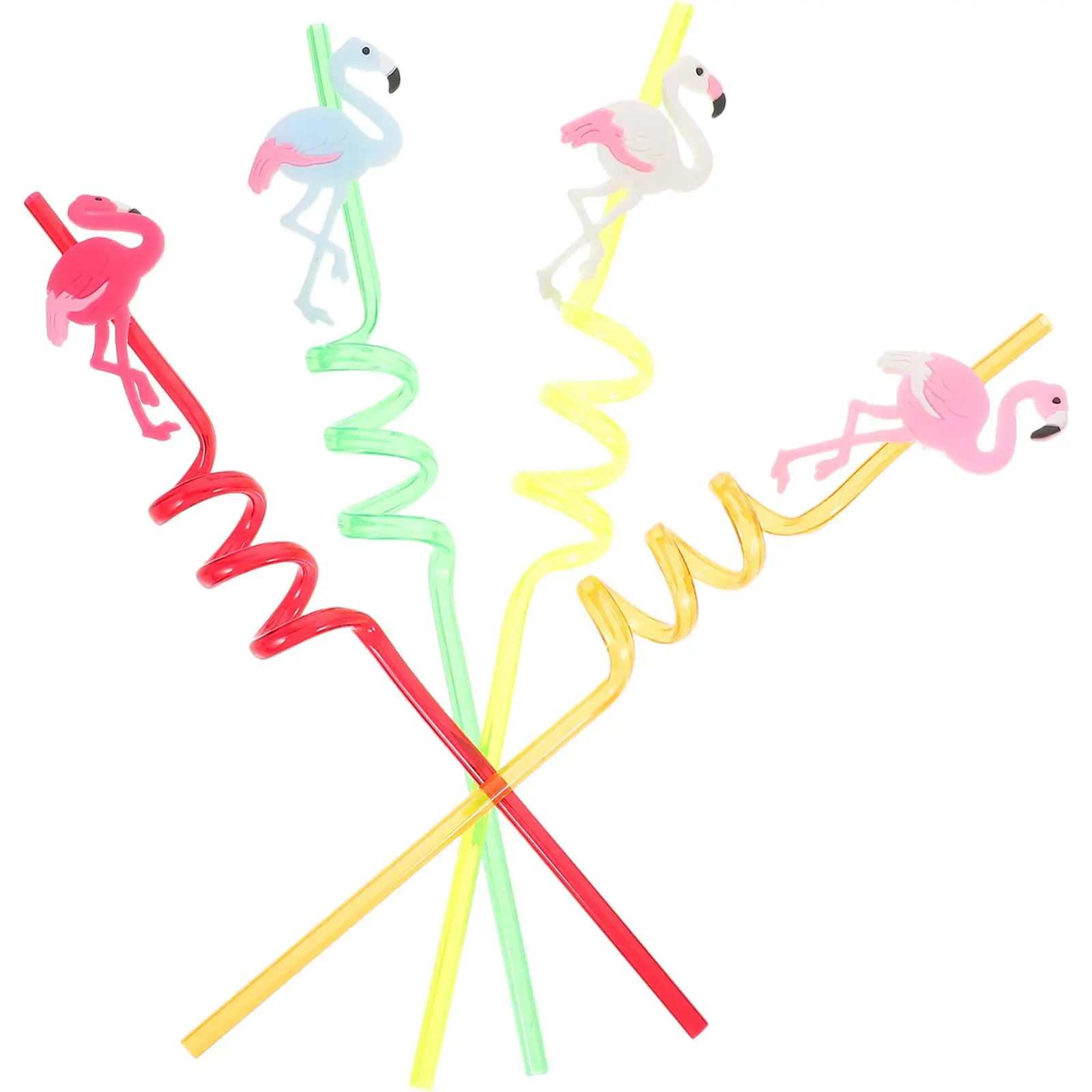 

4 Pcs Flamingo Straws Spiral Design Reusable Drinking Straws Party Campus Milk Tea Home Restaurant Decorative Beverage Juicer