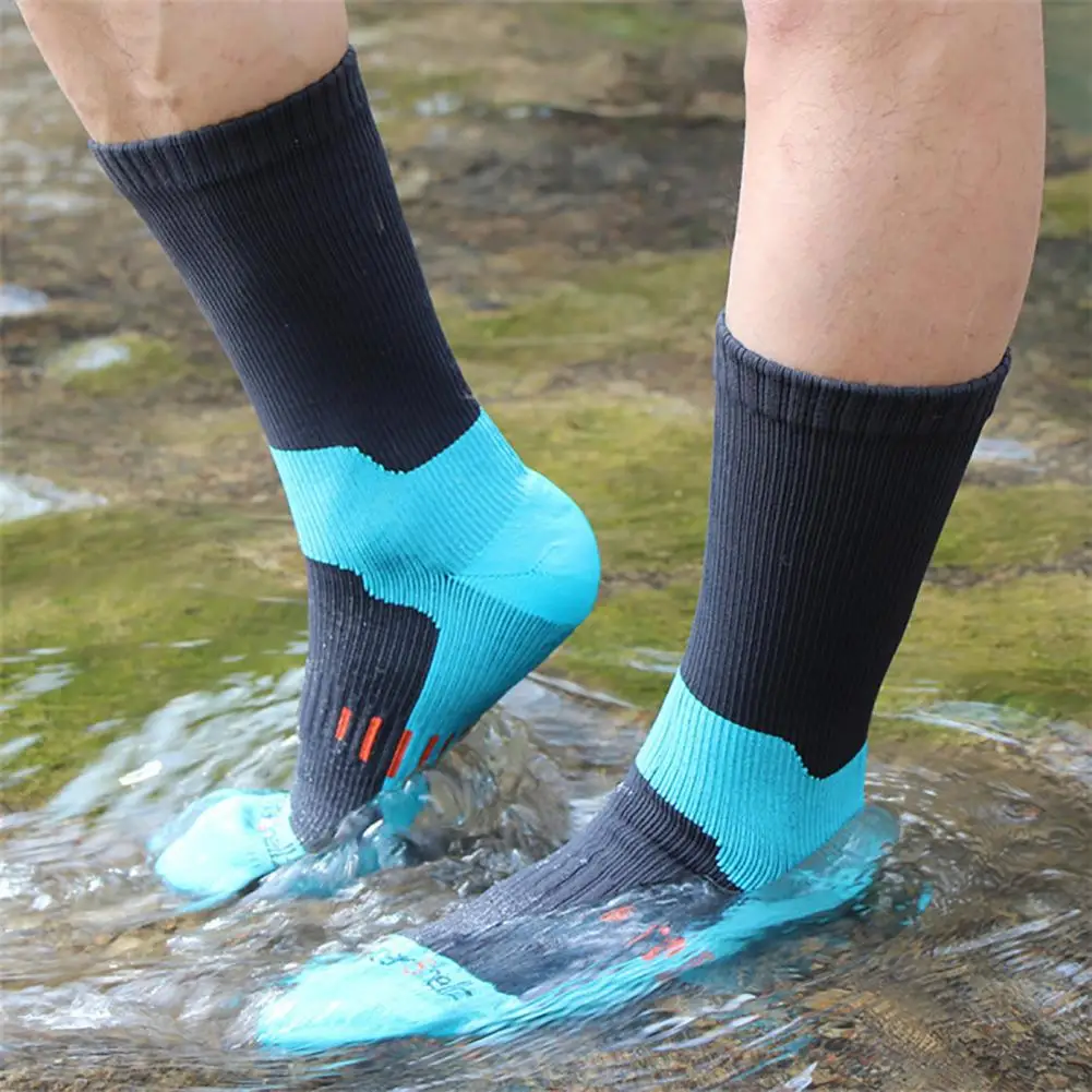 Calcetines cálidos impermeables para exteriores a prueba de viento para hombres y mujeres, calcetines cálidos de invierno de tubo medio para mantener el calor, montar, esquiar, senderismo, vadear, calcetines para acampar