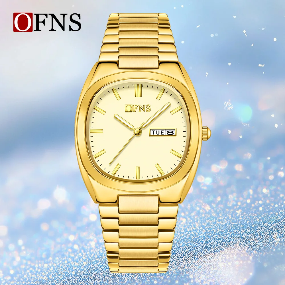 OFNS New 1566 Business Women's Quartz Watch Double Calendar Waterproof Night Light Women's Niche Business Quartz Watch
