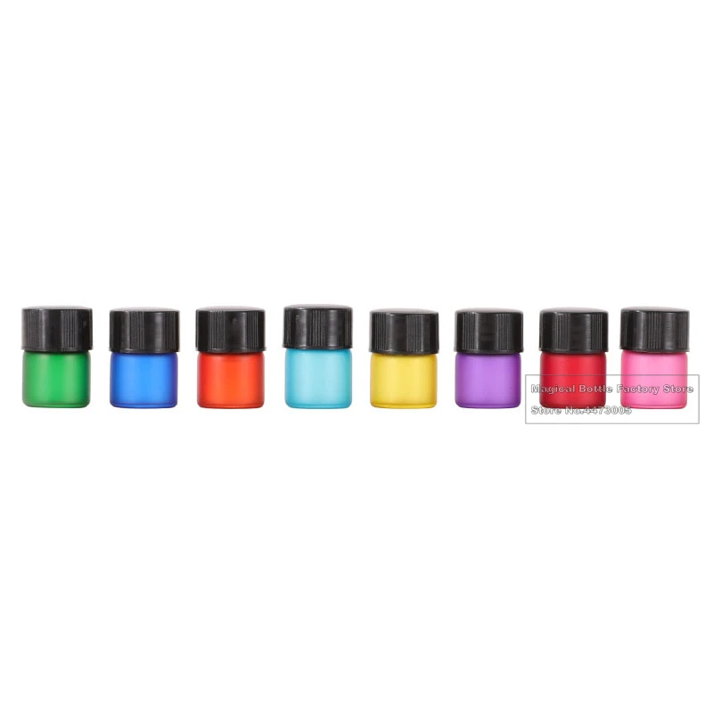 

100pcs 1ml Colorfull fine Essential oil bottle small sanded rainbow color glass sample bottle divided trial bottle