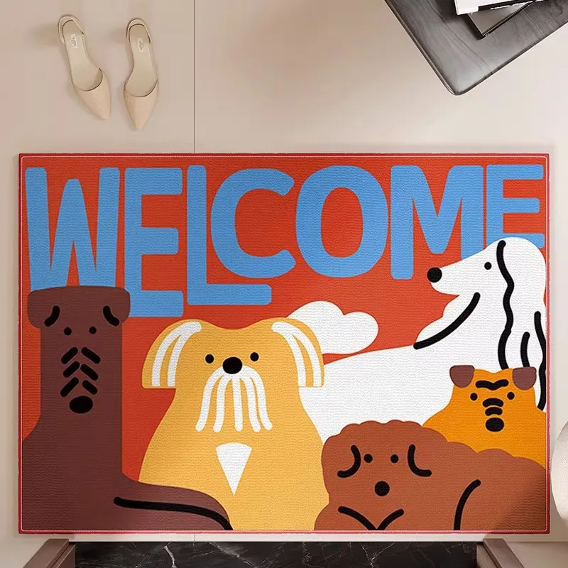 Entrance Door Mat Soft Comfortable Loop Fleece Carpet Modern Style Carpets Cute Cartoon Pattern Floor Mat Home Decoration Rugs