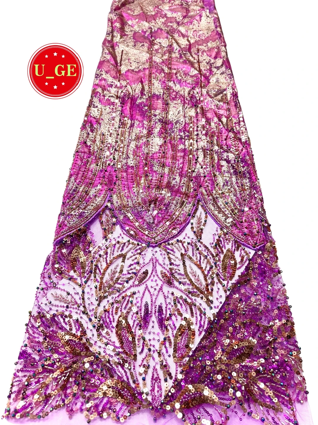 

2026 Popular Luxury Mixed colors Soft Mesh Jacquard Lace Fabric with Sparkling Stones–Ideal for Wedding Party Dresses U_Ge5628