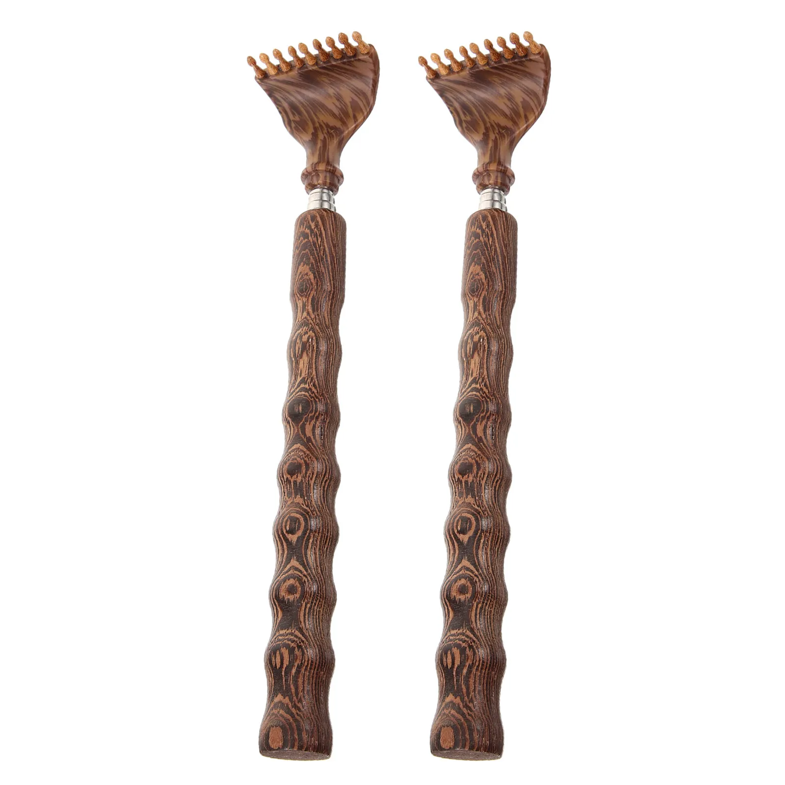 

Набор из 2 телескопических массажеров для спины из массива дерева с эргономичной длинной ручкой, портативные ручные чесалки для спины для взрослых и пожилых людей