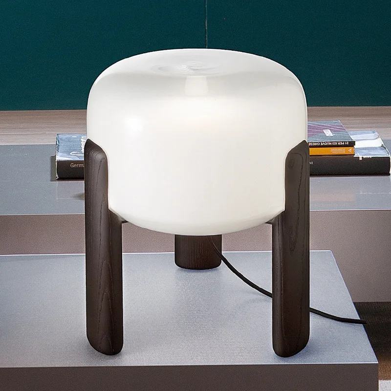 Modern minimalist bedroom bedside rear modern living room sofa side wood art table lamp