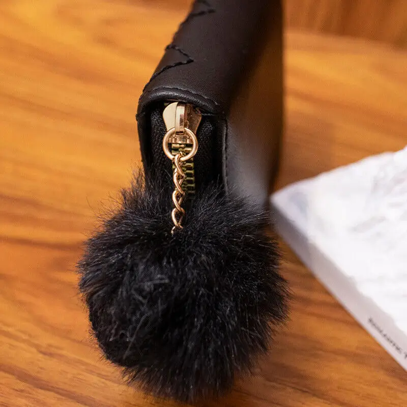 2024 moda simples carteiras curtas para mulheres bolsa de moedas com pingente de pelúcia titular do cartão id saco de dinheiro bolsa feminina