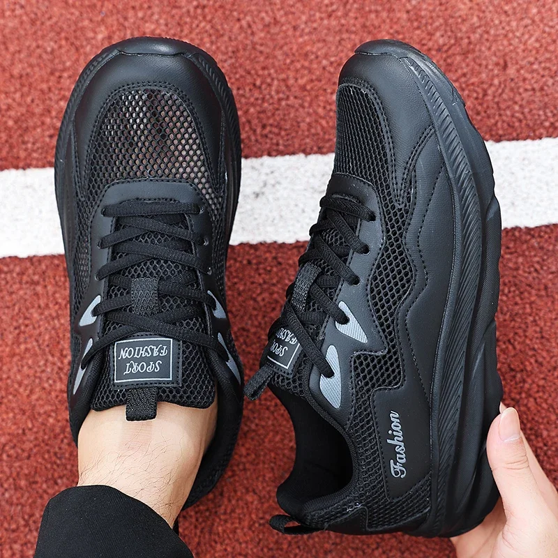 Autumn Men Sports Running Black Jogging Shoes Casual Sneakers Outdoor Breathable Mesh Men Light Shock-absorption Tennis Shoes