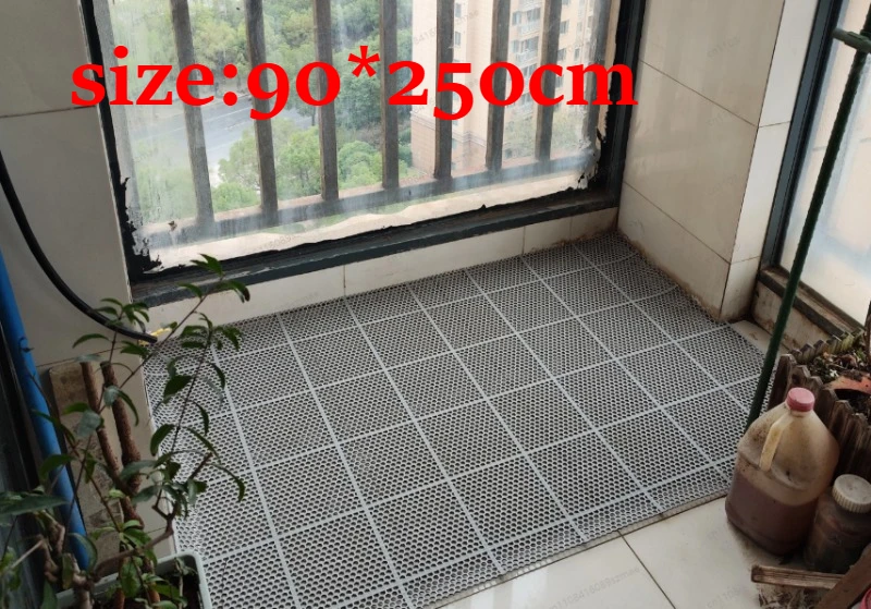 90-250cm-ホームバスルーム中空グリッド滑り止めパッド、高齢者に適した固体プラスチック排水シャワーラバーフロアマット