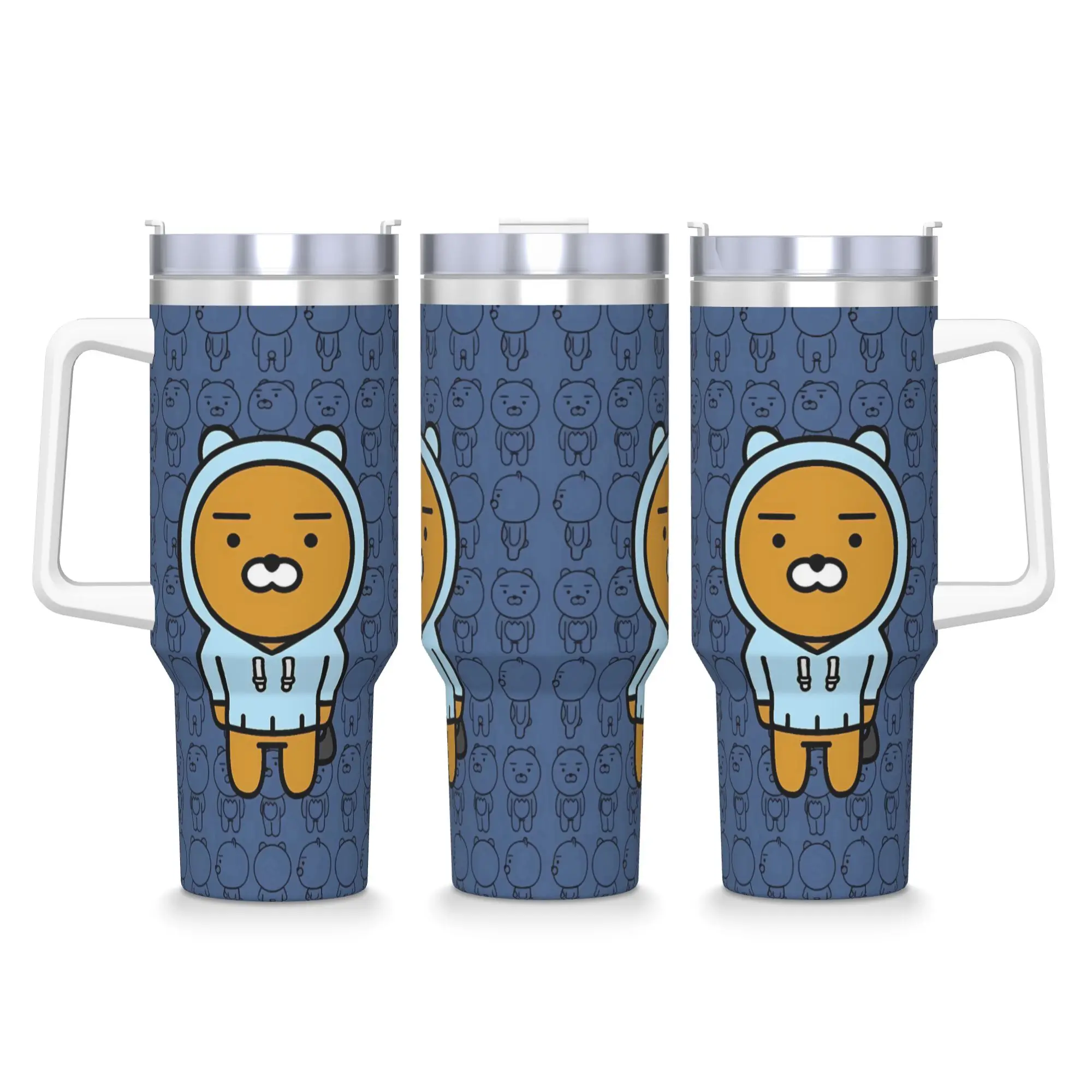 كوب حراري للتخييم من الفولاذ المقاوم للصدأ من K-Kakaos F-Friends مع شفاطات وغطاء زجاجة مياه باردة وساخنة بسعة كبيرة